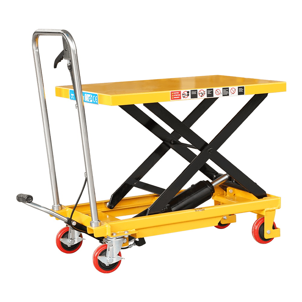 What are the main types of manual lifting tables and their characteristics?